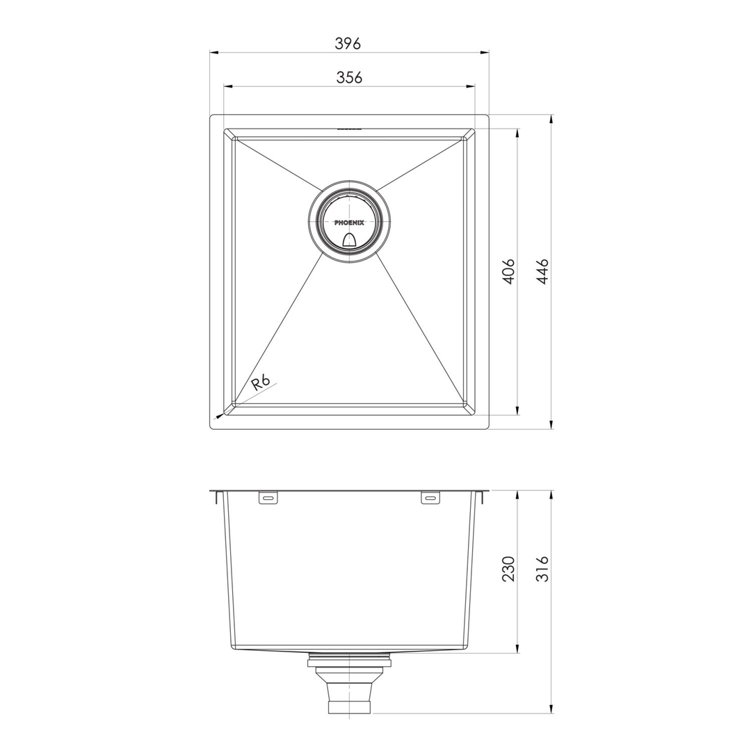 4000 Series Single Bowl Phoenix Sink - Stainless Steel