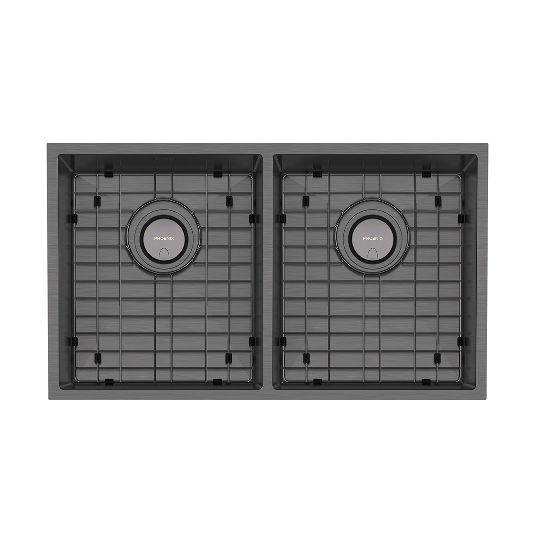 4000 Series Double Bowl Under / Over Phoenix Sink - Brushed Black