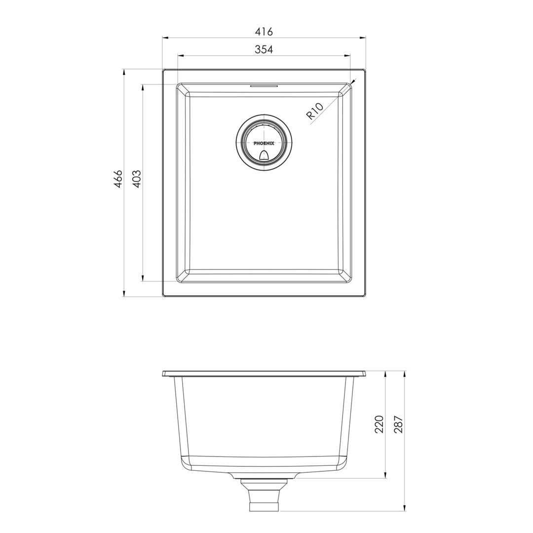 Phoenix Single Bowl 5000 Series Under/Over Sink - Matte White