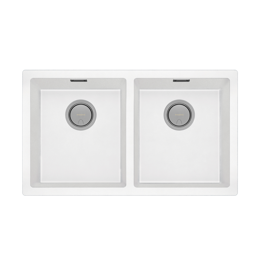 Double Bowl Phoenix 5000 Series Under/Over Sink - Matte White