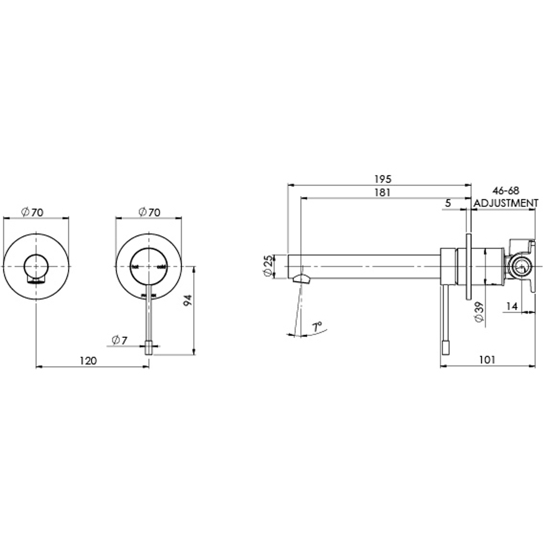Vivid Slimline Ss 316 Wall Phoenix Basin / Bath  Mixer Set 180mm S/Steel