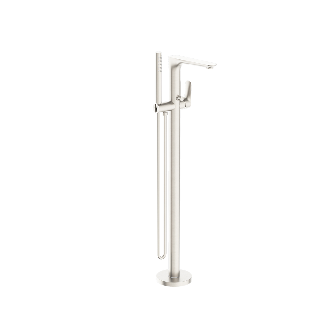 Bianca Floor Standing Bath Nero Mixer - Brushed Nickel
