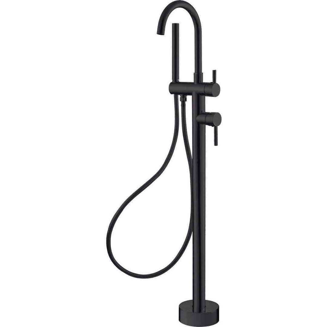 Fienza Hustle Floor Standing Bath Filler Inc Hand Shower - Black