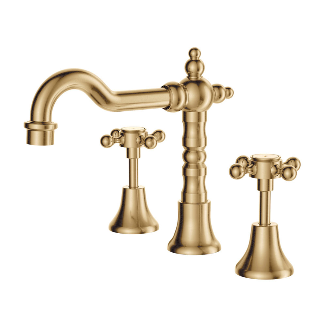 Fienza Lillian Shepherds Crook Swivel Basin Set Urban Brass