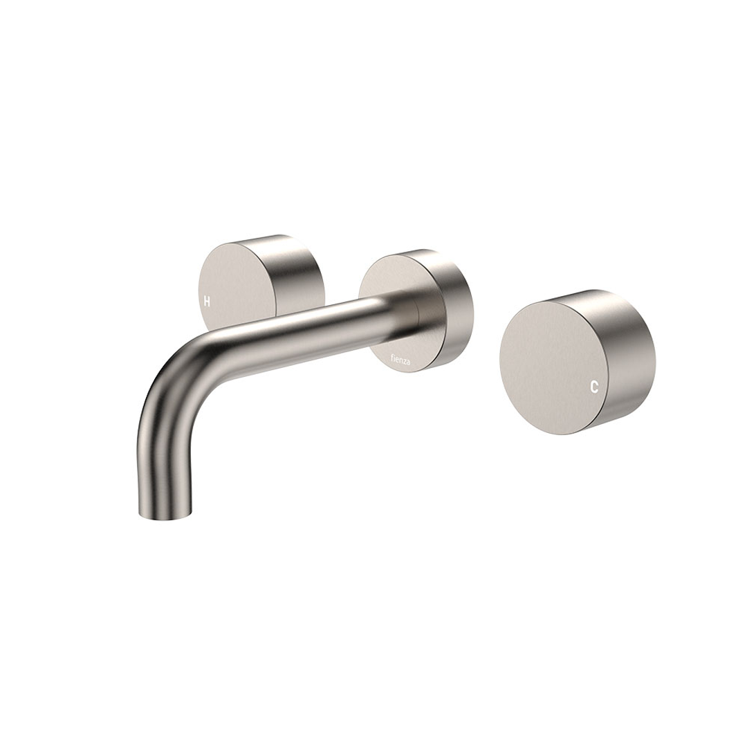Fienza Kaya Round Taps Wall Basin /Bath 130Mm Outlet Set - Brushed Nickel Lf