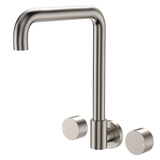 Fienza Kaya Round Taps Squareline Wall Outlet Set - Brushed Nickel Sus304 And Lf Brass