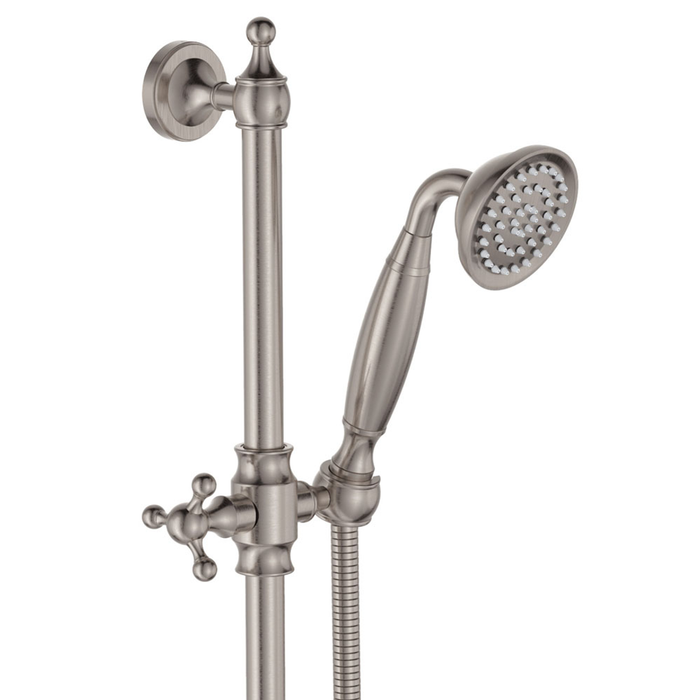Fienza Lillian Lever Rail Shower Set - Brushed Nickel With Ceramic White Handle