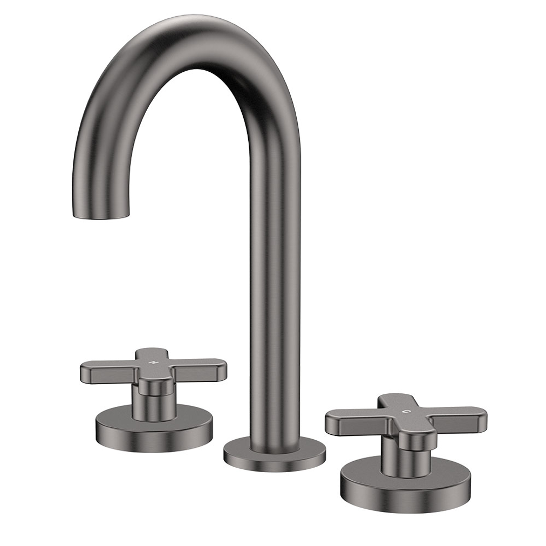 Fienza Kaya Cross Taps Round Hob Set - Gunmetal Lf Sus304 & Lf Brass