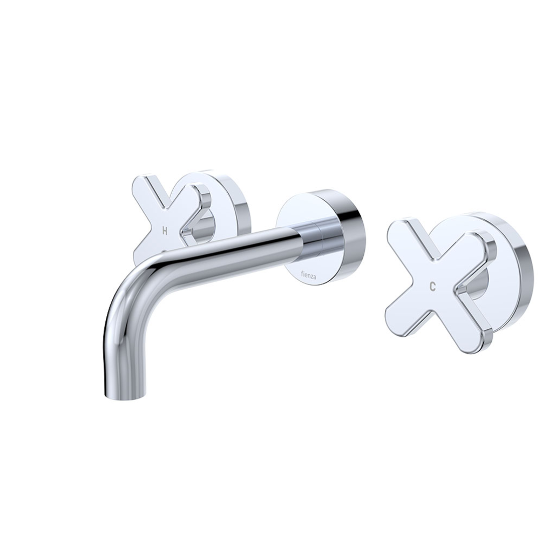 Fienza Kaya Cross Taps Wall Basin /Bath 130Mm Outlet Set - Chrome Lf