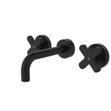 Fienza Kaya Cross Taps Wall Basin /Bath 130Mm Outlet Set - Matte Black Lf