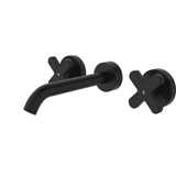 Fienza Kaya Cross Taps Wall Basin /Bath 180Mm Outlet Set - Matte Black Lf