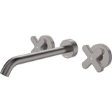 Fienza Kaya Cross Taps Wall Basin /Bath 220Mm Outlet Set - Gunmetal Lf