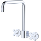 Fienza Kaya Cross Taps Squareline Wall Set - Chrome Lf Sus304 & Lf Brass