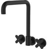 Fienza Kaya Cross Taps Squareline Wall Set - Matte Black Lf Sus304 & Lf Brass
