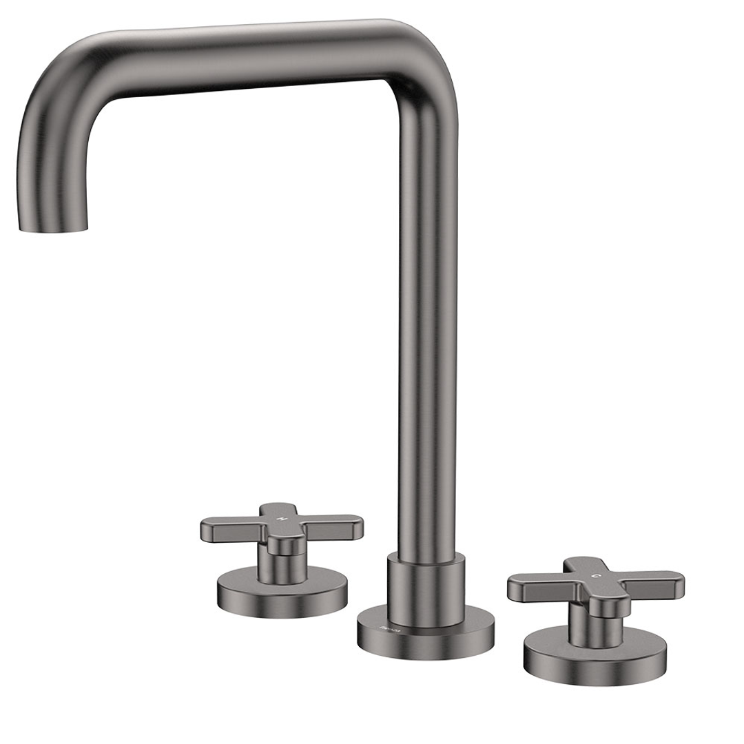 Fienza Kaya Cross Taps Squareline Hob Set - Gunmetal Lf Sus304 & Lf Brass