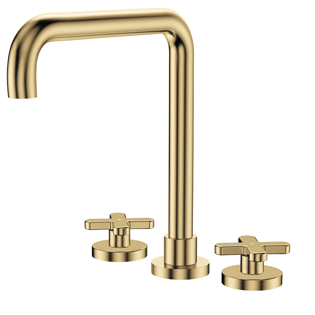 Fienza Kaya Cross Taps Squareline Hob Set - Urban Brass Lf Sus304 & Lf Brass