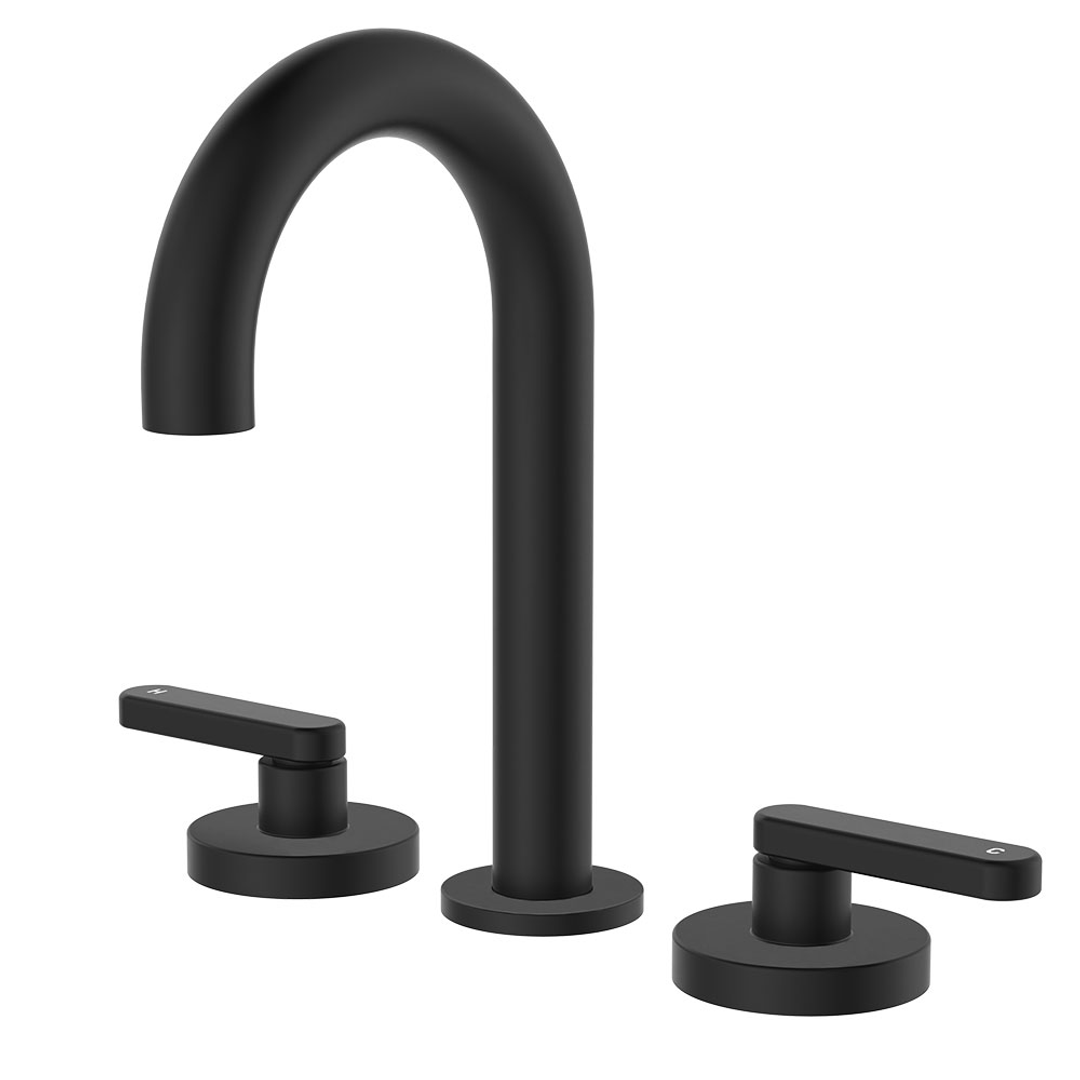 Fienza Kaya Round Basin Hob Set Lever Taps - Matte Black