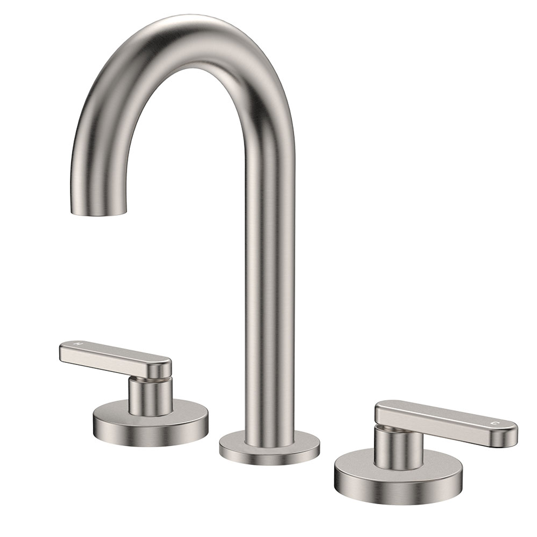 Fienza Kaya Lever Taps Round Hob Set - Brushed Nickel Lf Sus304 & Lf Brass