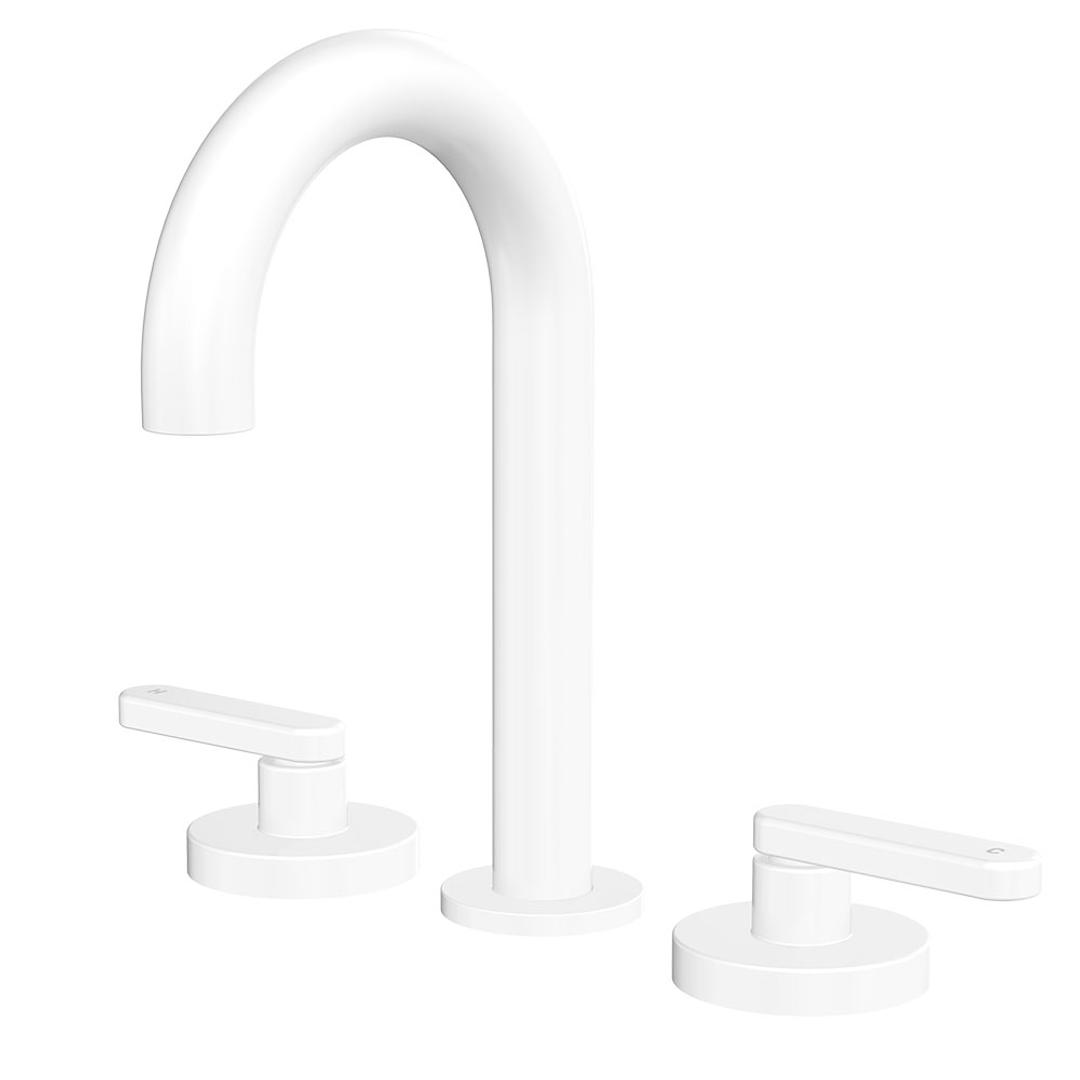 Fienza Kaya Lever Taps Round Hob Set - Matte White Lf Sus304 & Lf Brass