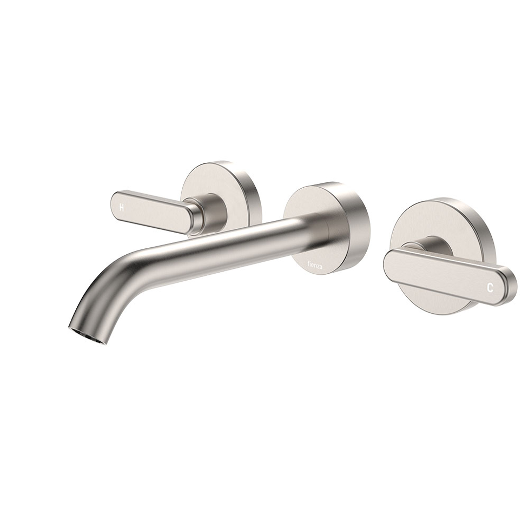 Fienza Kaya Lever Taps Wall Basin /Bath 180Mm Outlet Set - Brushed Nickel Lf