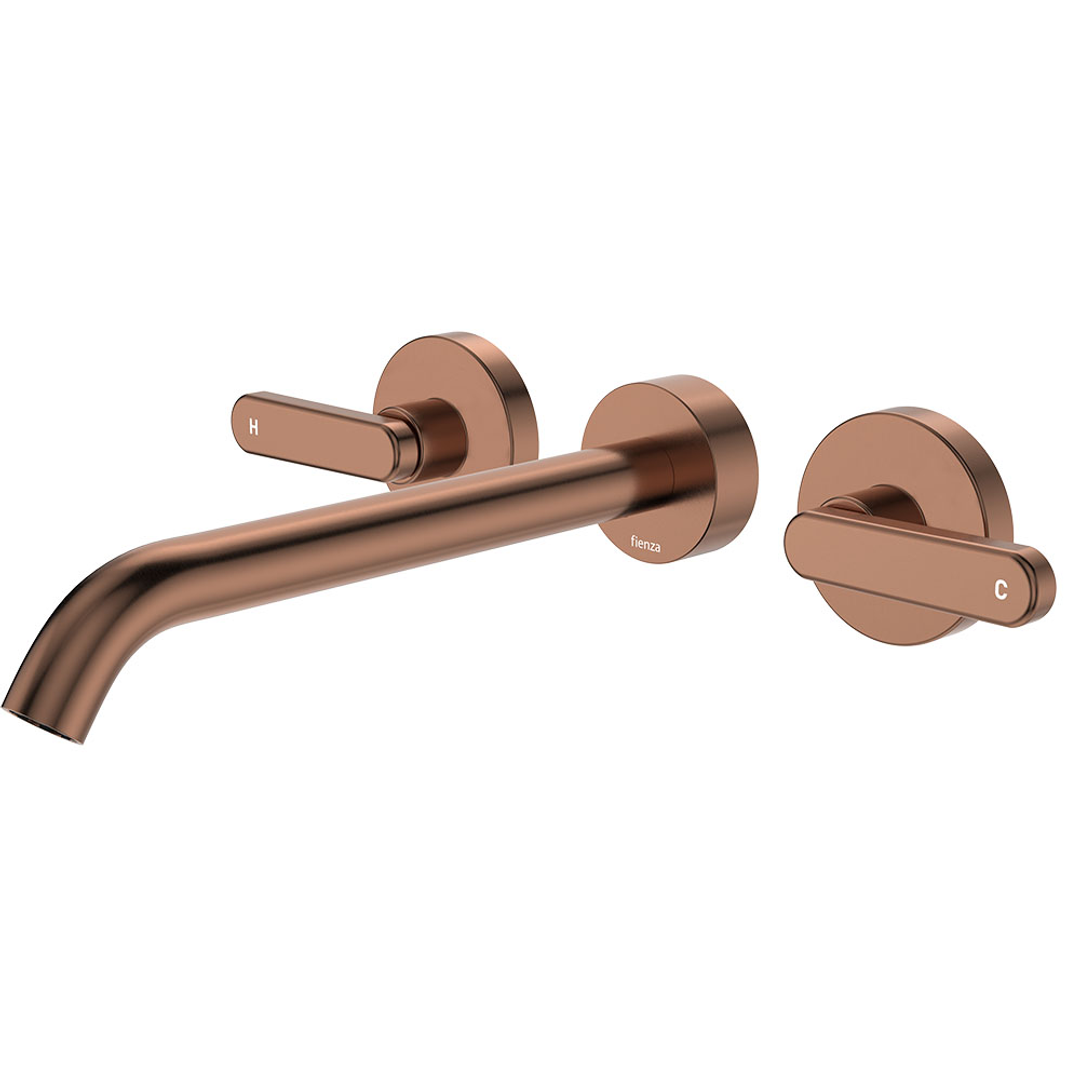 Fienza Kaya Lever Taps Wall Basin /Bath 220Mm Outlet Set - Brushed Copper Lf