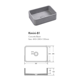 Rimini Concrete BNK Basin  400 X 280 X 120mm - Grey Mist