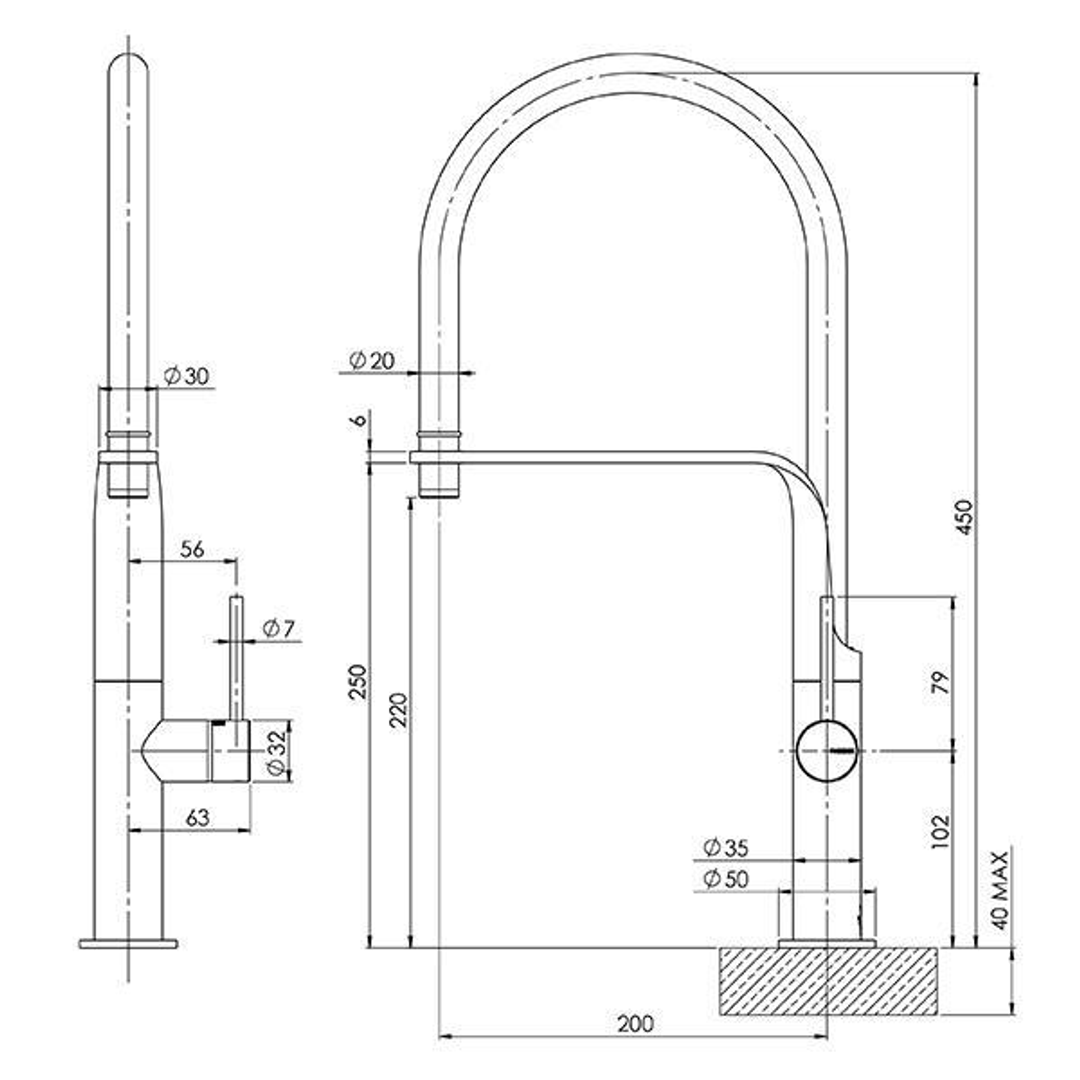 Vido Flexible Hose Sink Phoenix Mixer - Chrome