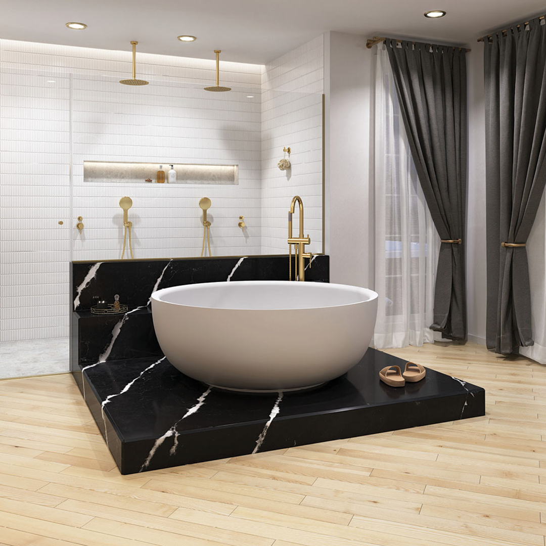 Kaya Round Fienza Shower Head 250mm Urban Brass