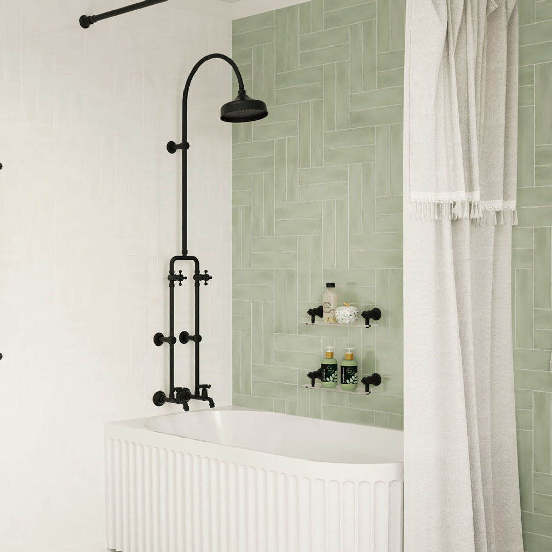 Fienza Lillian Exposed Rail Shower & Bath Set - Matte Black