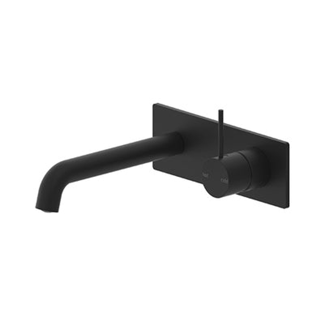 Ner0 Mecca Wall Basin Mixer Handle Up 185mm Spout - Matte Black