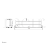 Meir Round Double Towel Rail 600Mm - Matte Black