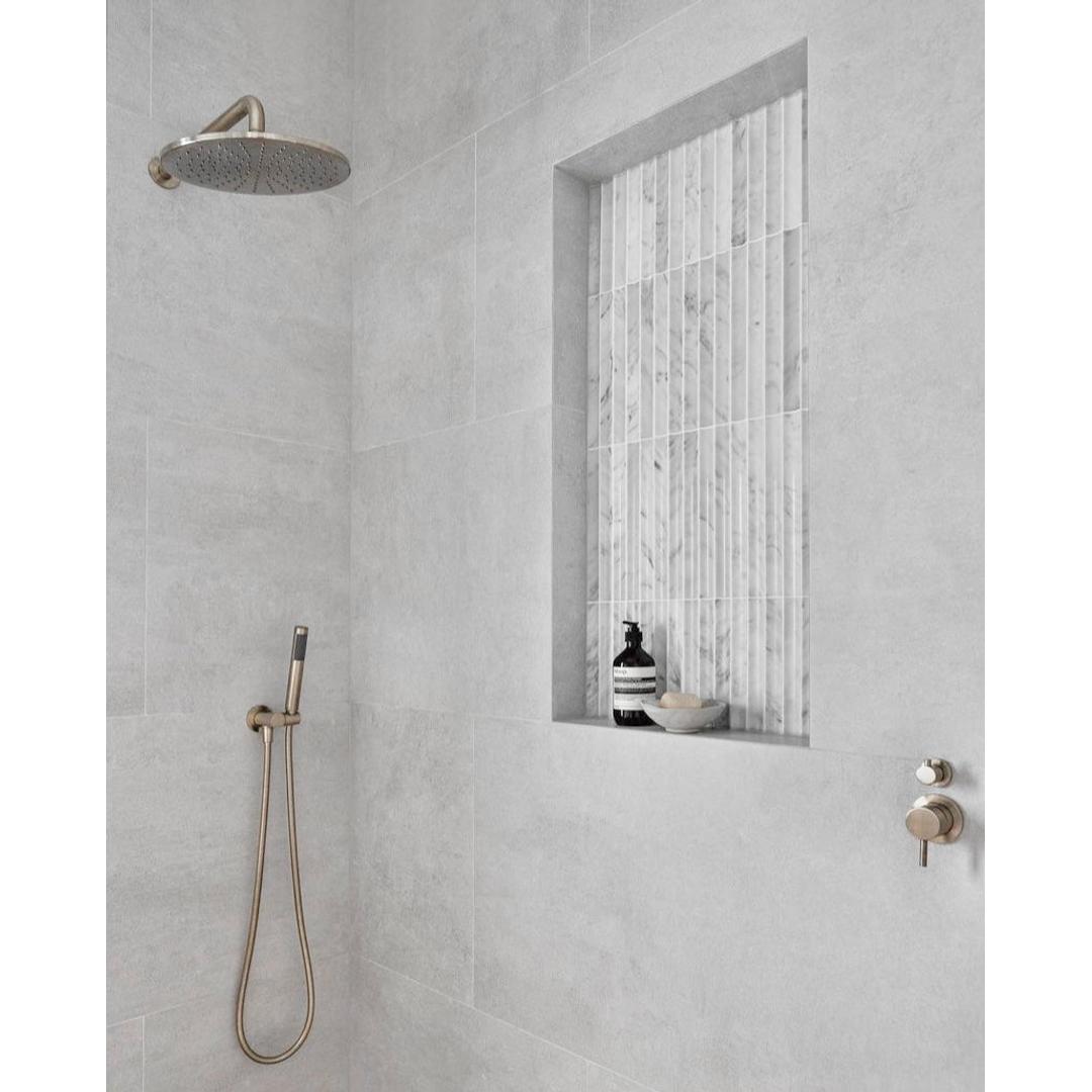 Meir Round Wall Shower Curved Arm 400Mm - Brushed Nickel