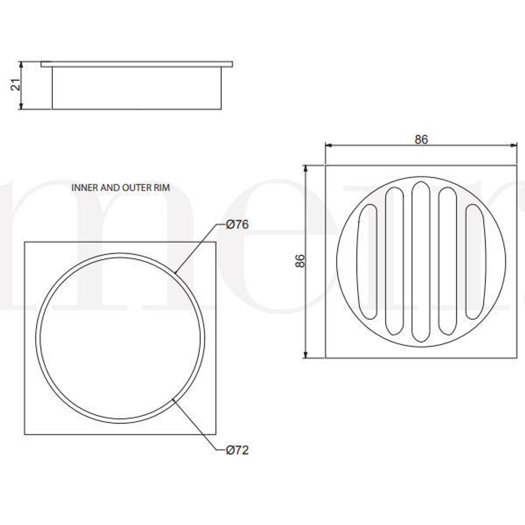 Meir Square Floor Grate Shower Drain 80Mm Outlet - Matte Black