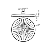 Nero Opal 250mm Shower Head - Brushed Gold