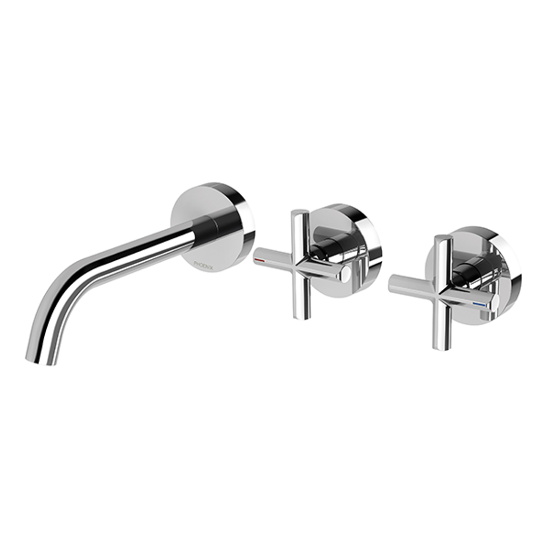 Phoenix Vivid Slimline Plus Wall Basin / Bath Hostess Set 180Mm Outlet - Chrome