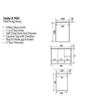 Aspire Unity II 900 Wall Hung Vanity 1 Tap Hole C/Q Sq Ceramic Top - White