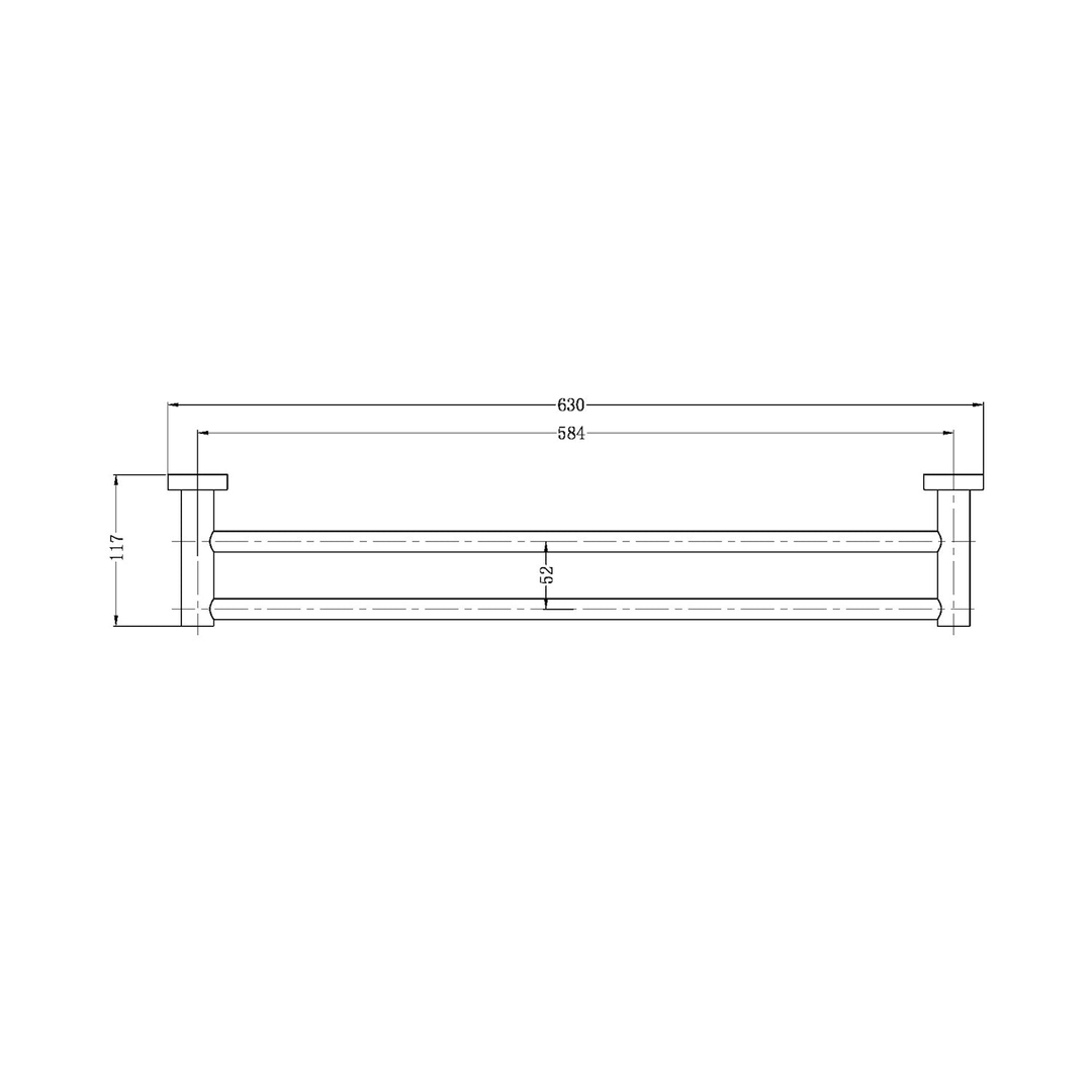 Nero Mecca Double Towel Rail 600Mm - Matte Black