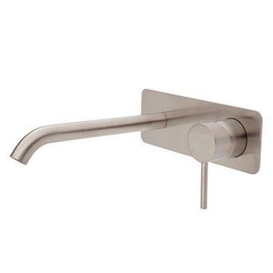Fienza Kaya Basin/Bath Wall Mixer 200Mm Outlet Set - Brushed Nickel Soft Square Bn Plate