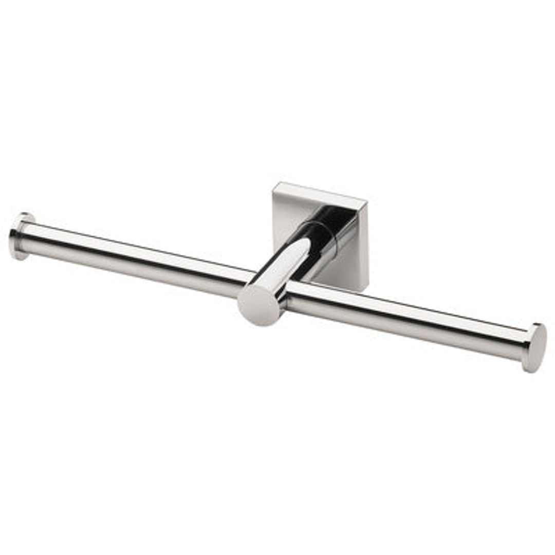 Radii Double Toilet Roll Holder Square Plate - Chrome