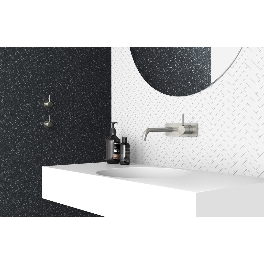 Vivid Slimline Up Wall Basin/Bath Phoenix Mixer Set - Brushed Nickel