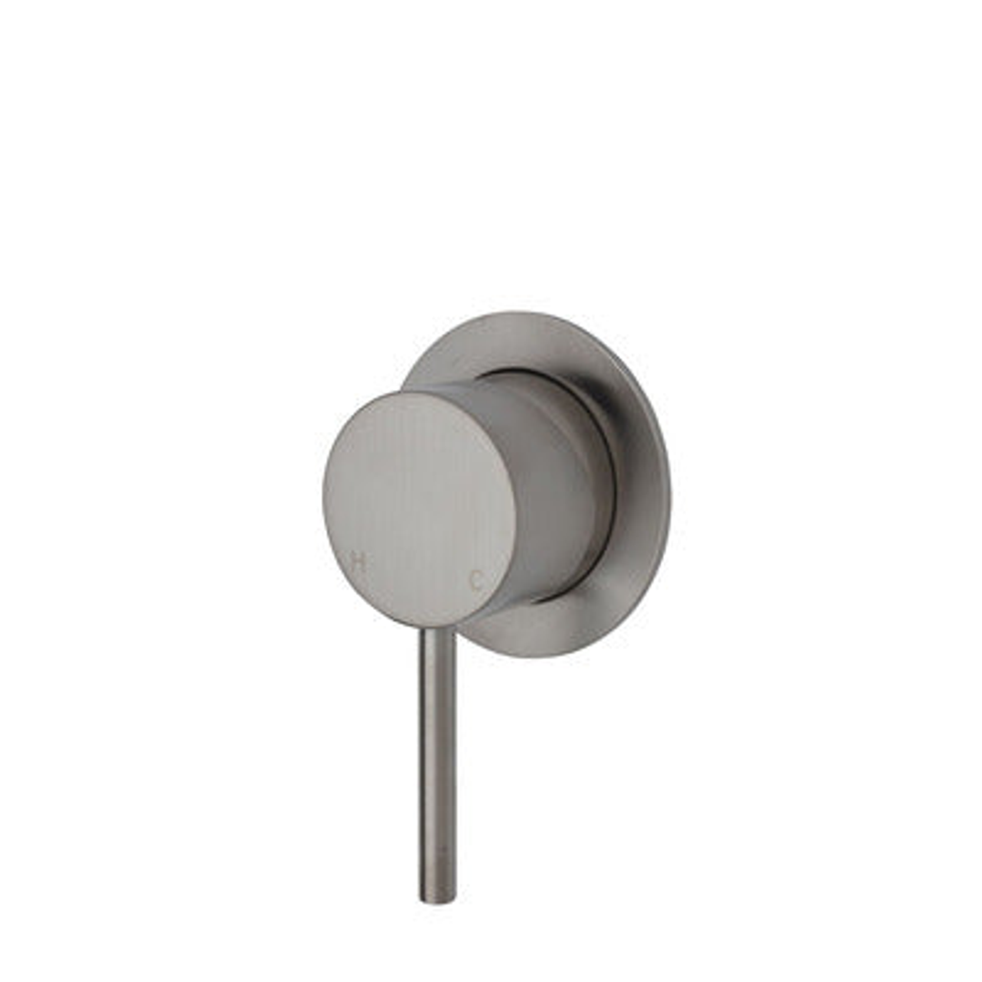 Fienza Kaya Wall Mixer - Brushed Nickel Small Round - Brushed Nickel Plate