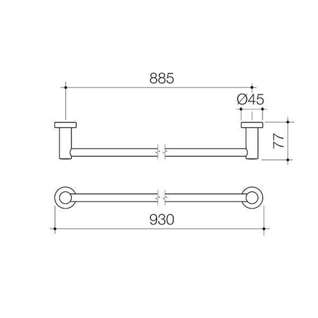 Cosmo Metal Single Caroma Towel Rail 600mm Chrome