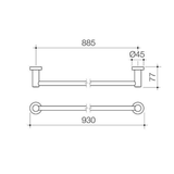 Cosmo Metal Single Caroma Towel Rail 600mm Chrome