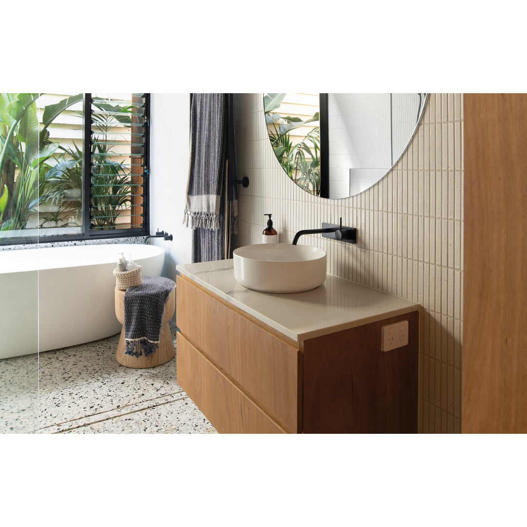 Vivid Slimline Up Wall Basin/Bath Phoenix Mixer Set - Matte Black