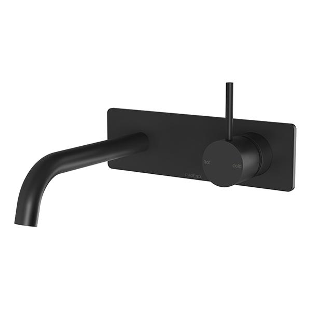 Vivid Slimline Up Wall Basin/Bath Phoenix Mixer Set - Matte Black