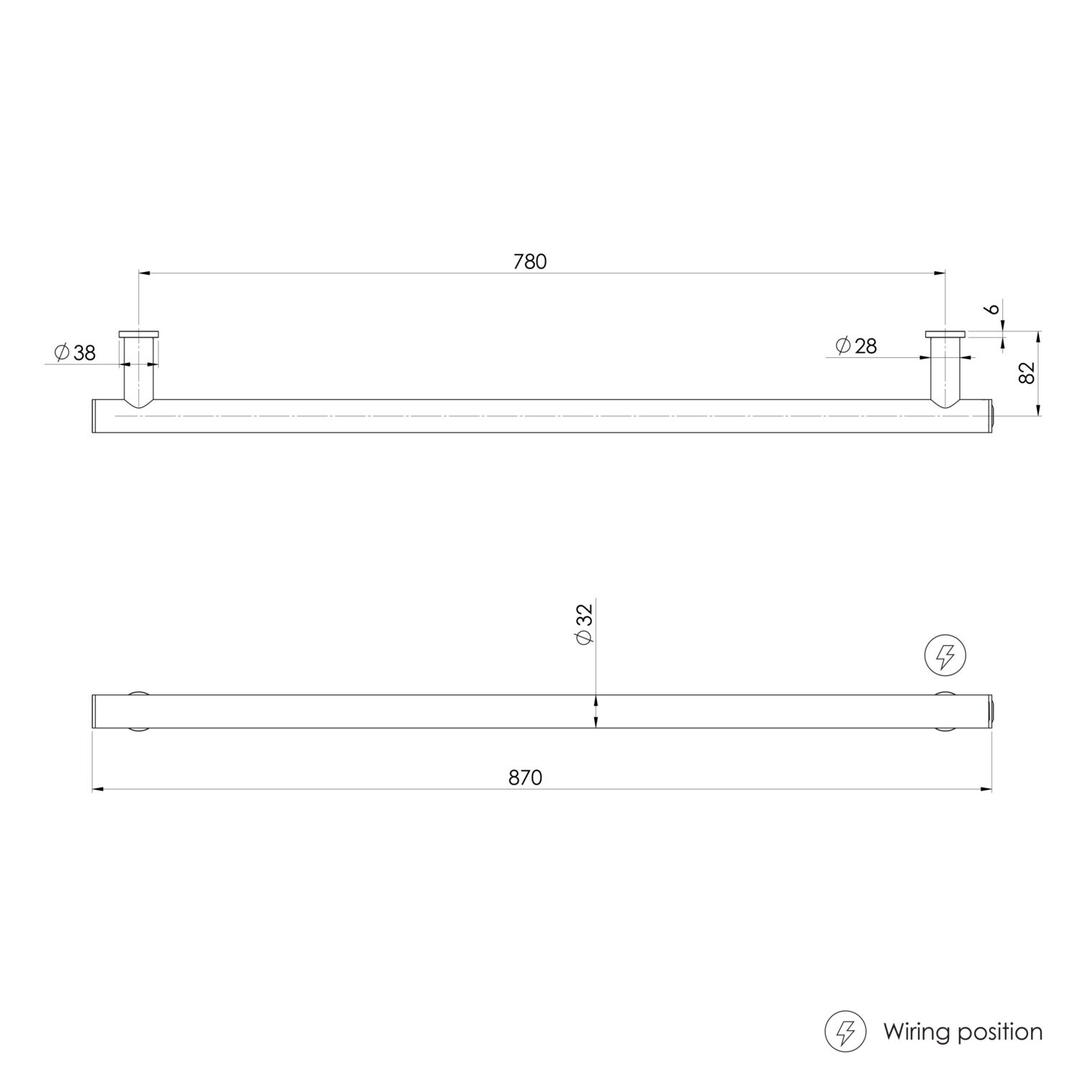 Heated Phoenix Towel Rail Round 800Mm - Brushed Carbon