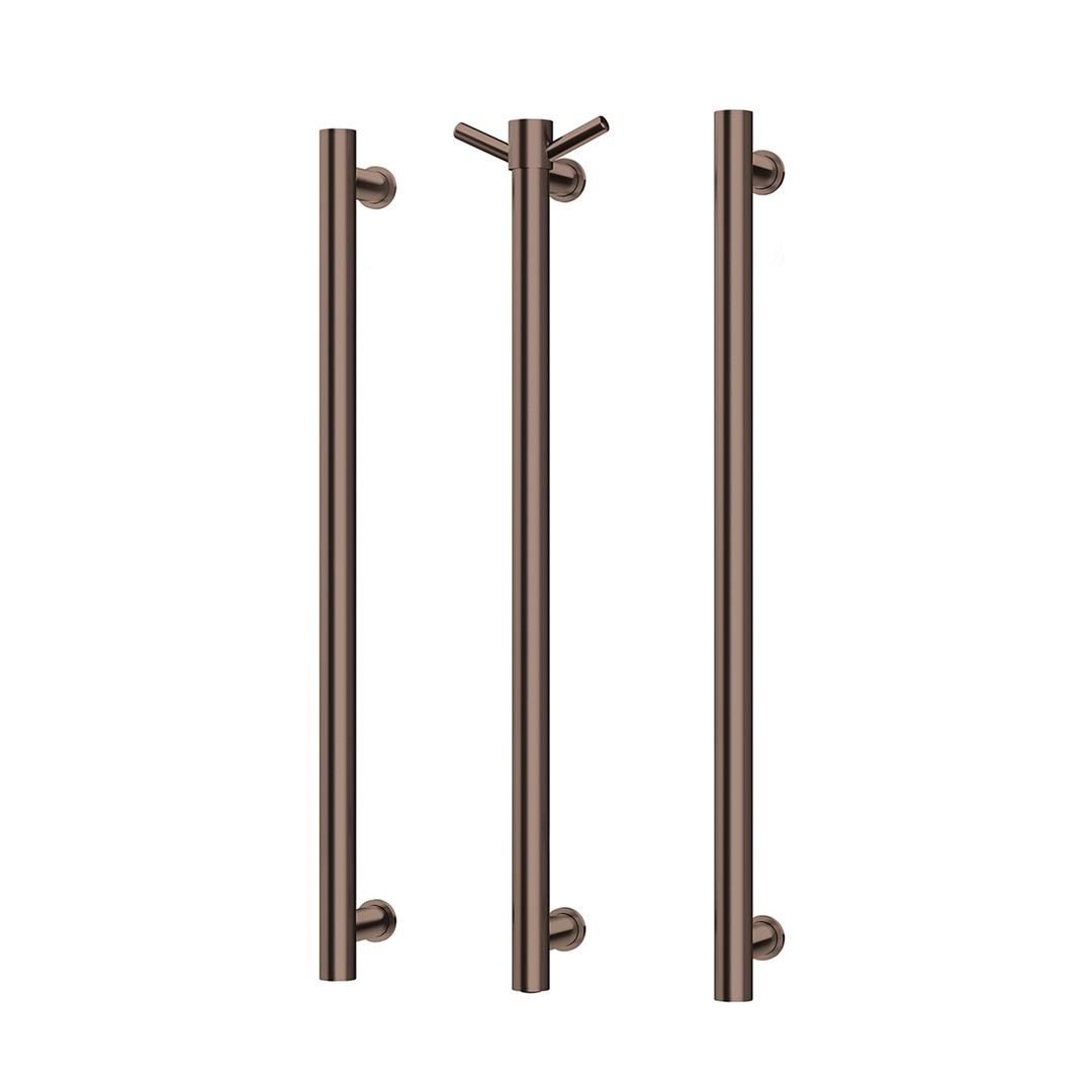 Phoenix Phoenix Heated Triple Towel Rail Round 800Mm - Brushed Bronze