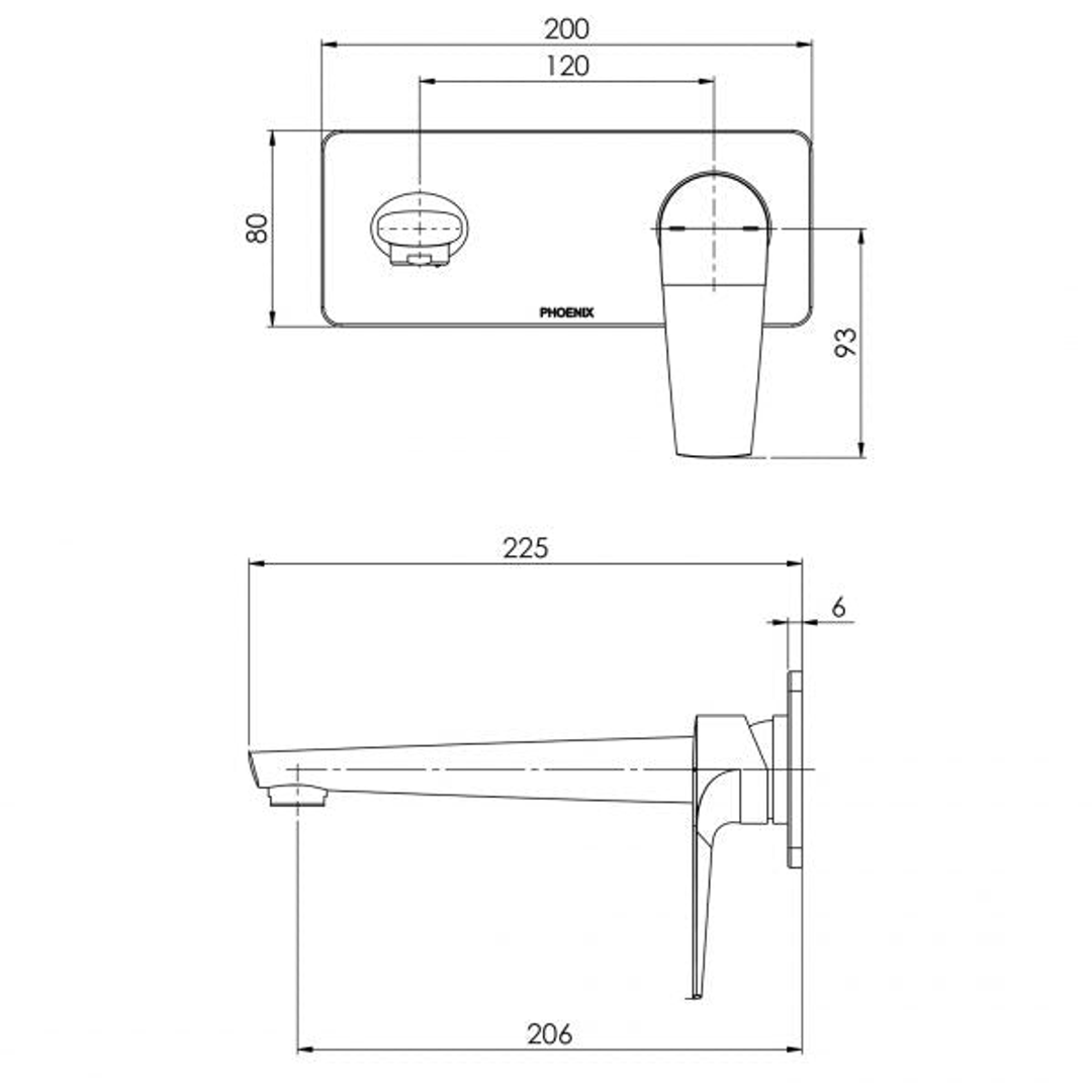 Wall Basin/Bath Phoenix Arlo Mixer Set 180mm - Brushed Nickel