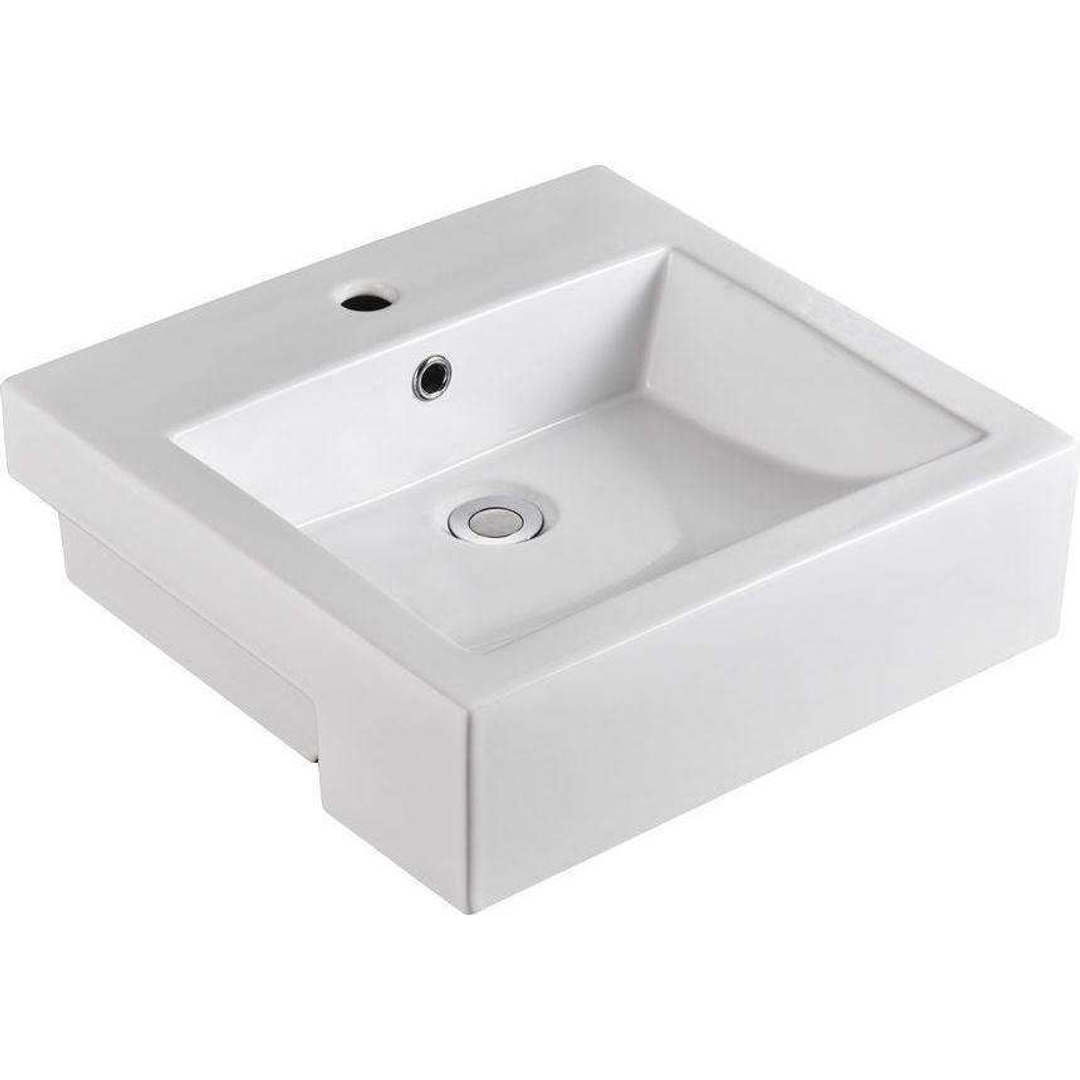 Aspire Unity Square Semi Recessed Basin - White 1 Tap Hole 480 X 460