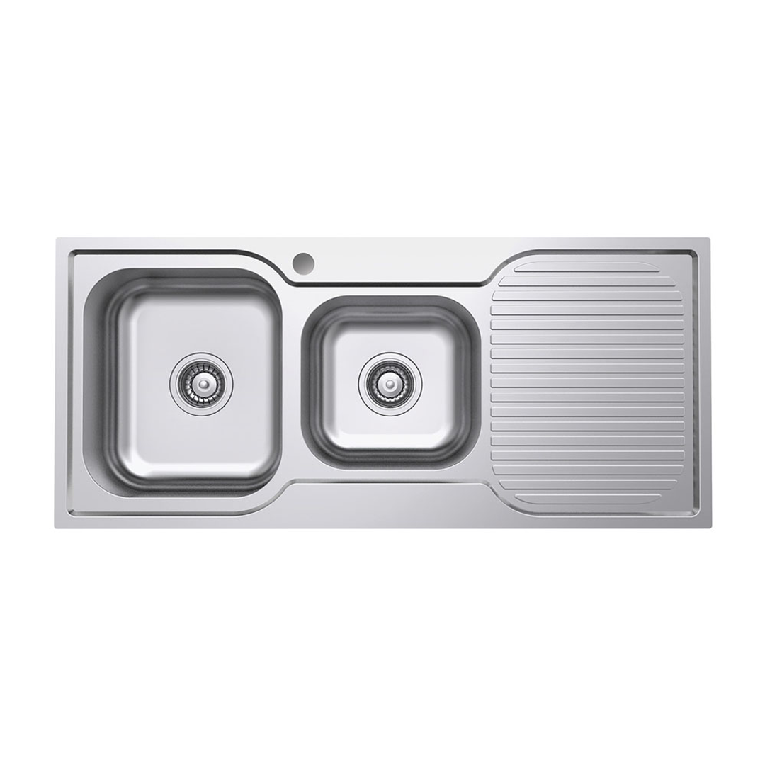 Fienza Tiva 1080 1.75 Kitchen Sink with Drainer -  Left Bowl